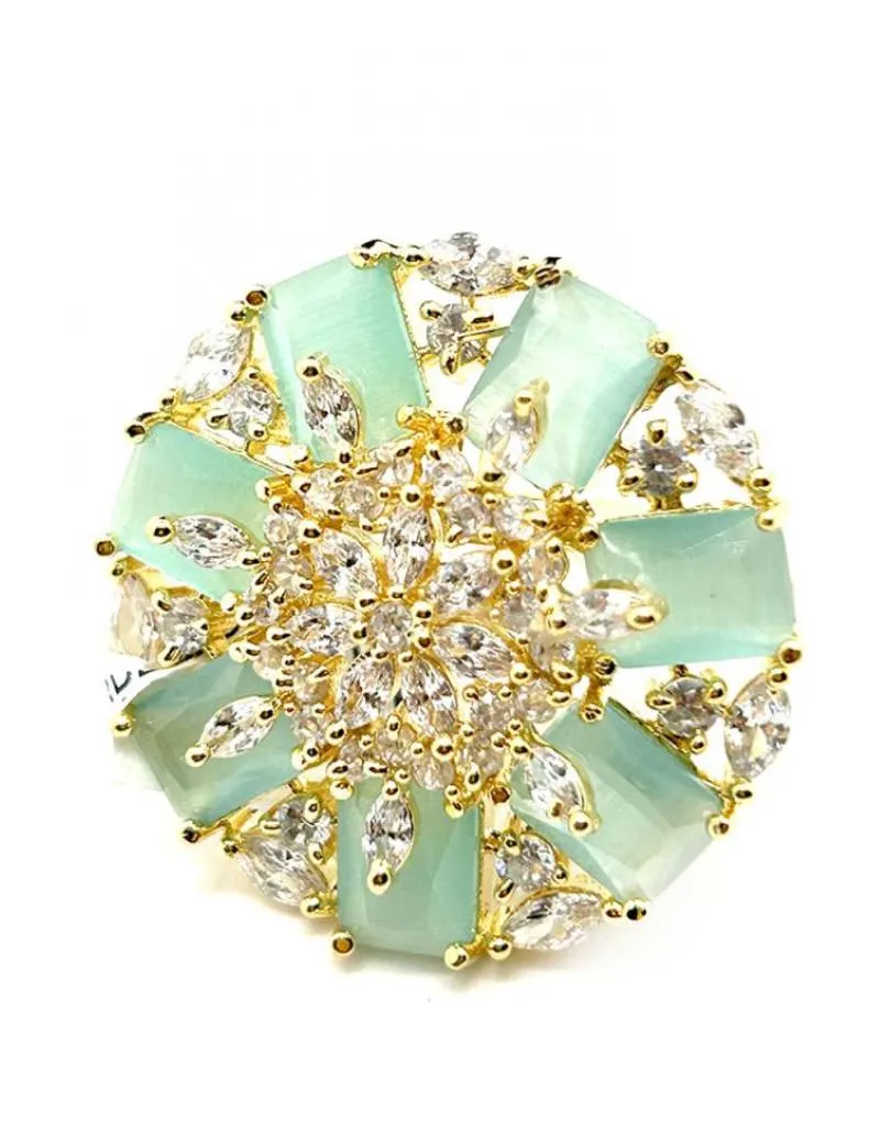 ANILLOS GRANDES MUY ELEGANTES DE BODA ROSETON VERDE AGUA