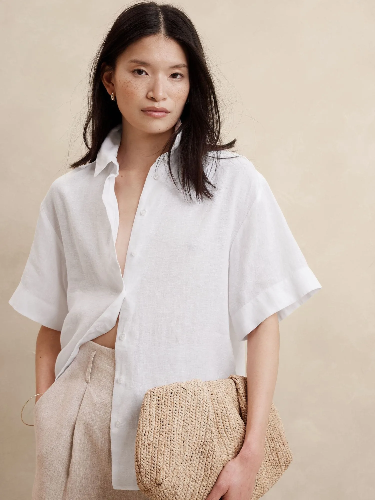 BANANA REPUBLIC BLUSA MUJER THE BOXY LINEN