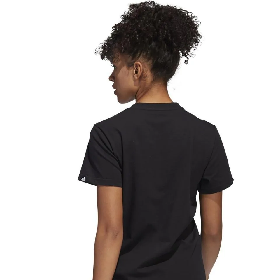CAMISETA ADIDAS NEGRA LOGO FLORAL MUJER