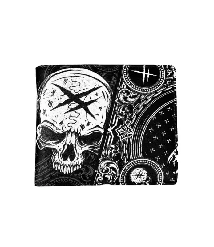 CARTERA BLAZON NEGRA CALAVERA BLANCA HOMBRE HYRAW F23A12