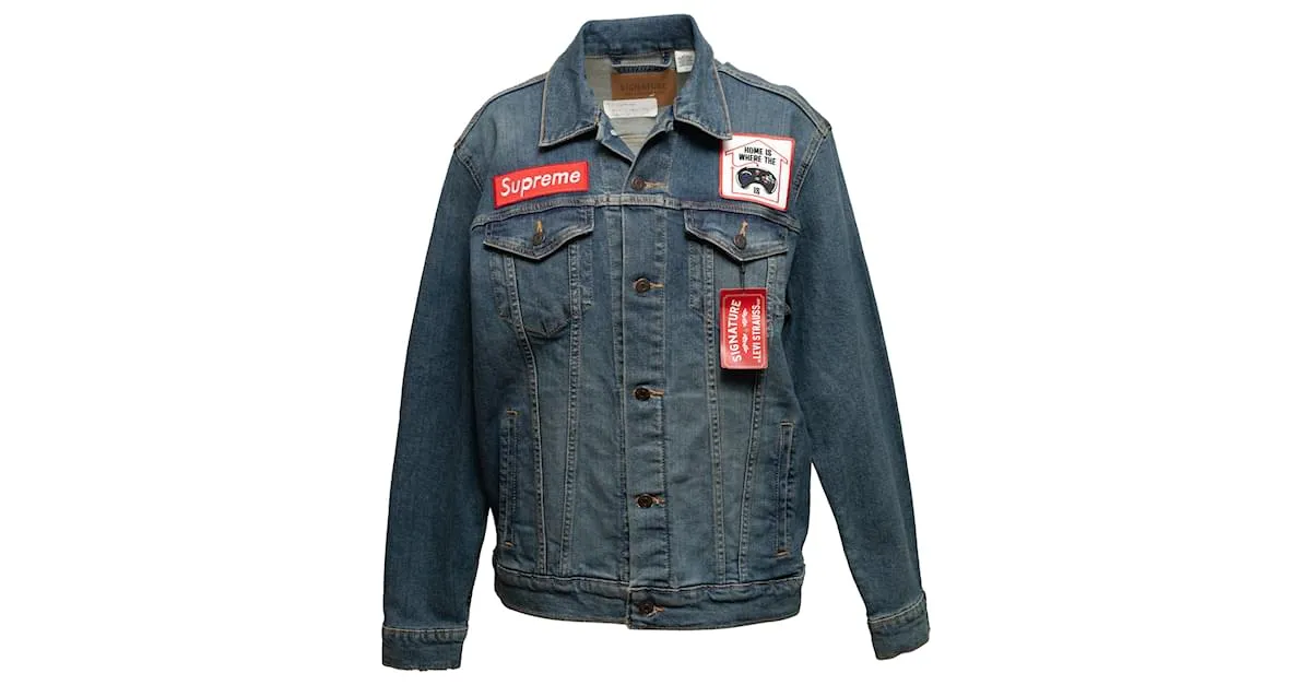 Chaqueta con parche de mezclilla Levi's x Supreme de lavado medio Talla US M 