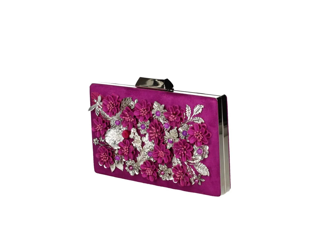 Clutch Buganvilla Flores y Pedrería