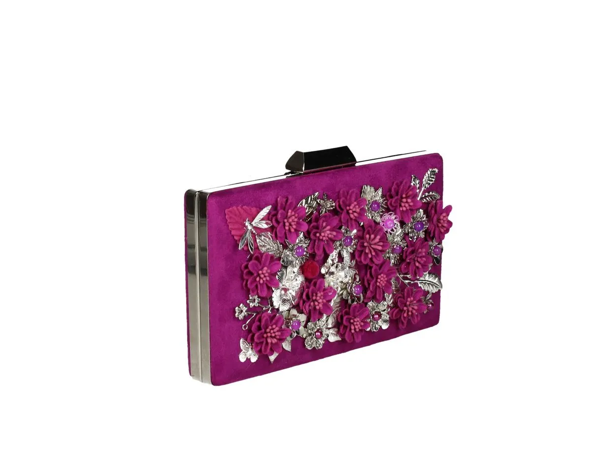 Clutch Buganvilla Flores y Pedrería