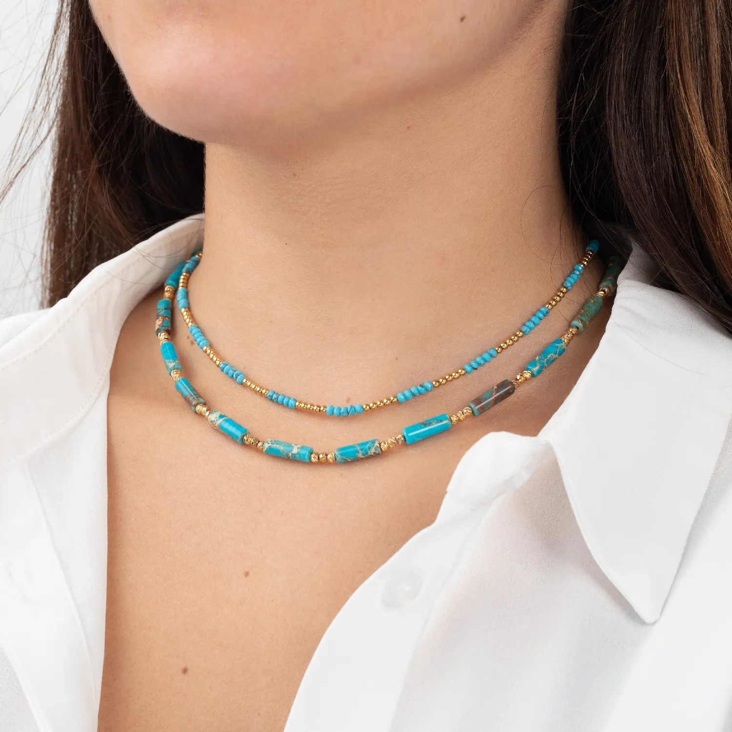 Collar Acero Turquesa California Gold