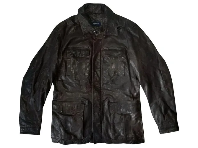 Ermenegildo Zegna ZEGNA SPORT 3/4 Tour Master Lawndale Chaqueta motera de cuero marrón para moto, Talla M Castaño 