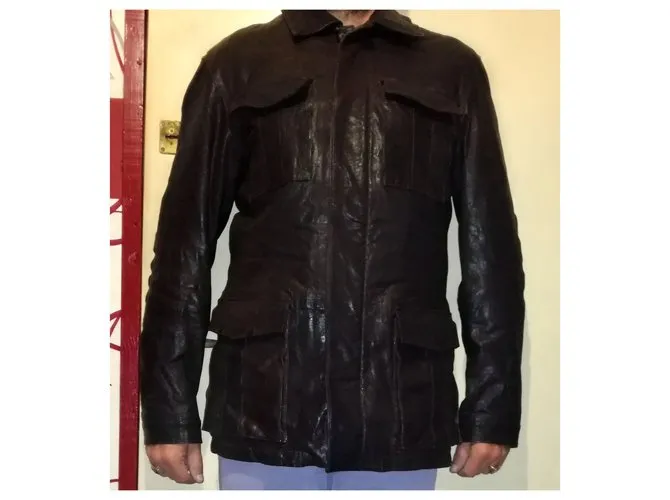 Ermenegildo Zegna ZEGNA SPORT 3/4 Tour Master Lawndale Chaqueta motera de cuero marrón para moto, Talla M Castaño 