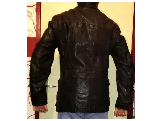 Ermenegildo Zegna ZEGNA SPORT 3/4 Tour Master Lawndale Chaqueta motera de cuero marrón para moto, Talla M Castaño 