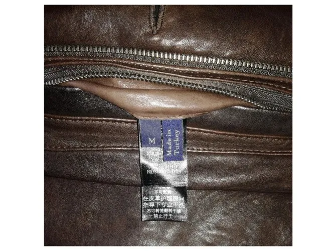 Ermenegildo Zegna ZEGNA SPORT 3/4 Tour Master Lawndale Chaqueta motera de cuero marrón para moto, Talla M Castaño 