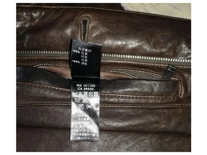 Ermenegildo Zegna ZEGNA SPORT 3/4 Tour Master Lawndale Chaqueta motera de cuero marrón para moto, Talla M Castaño 