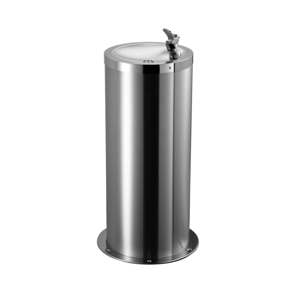 FUENTE DE AGUA POTABLE AIRWOLF, COLUMNA REDONDA AISLADA DE ACERO INOXIDABLE V2A CEPILLADO
