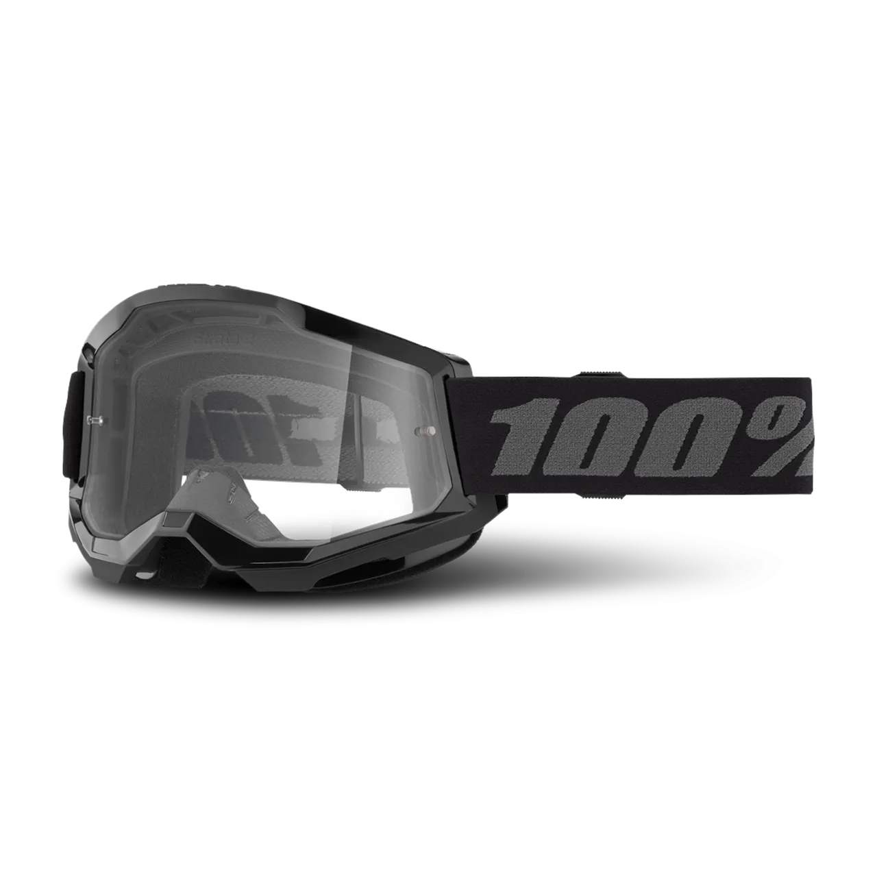 GAFAS DE CROSS NIñO 100% STRATA 2 NEGROTRANSPARENTE