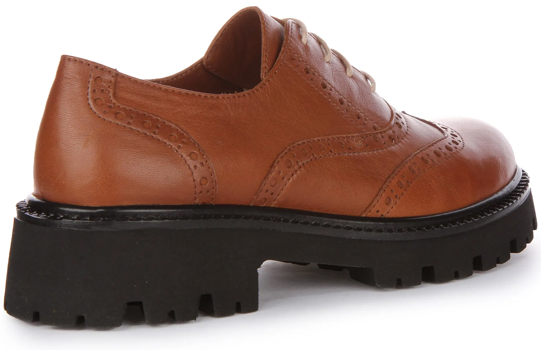 JUSTINREESS Millie Zapatos Oxford de cordones de piel para mujer en negro blanco