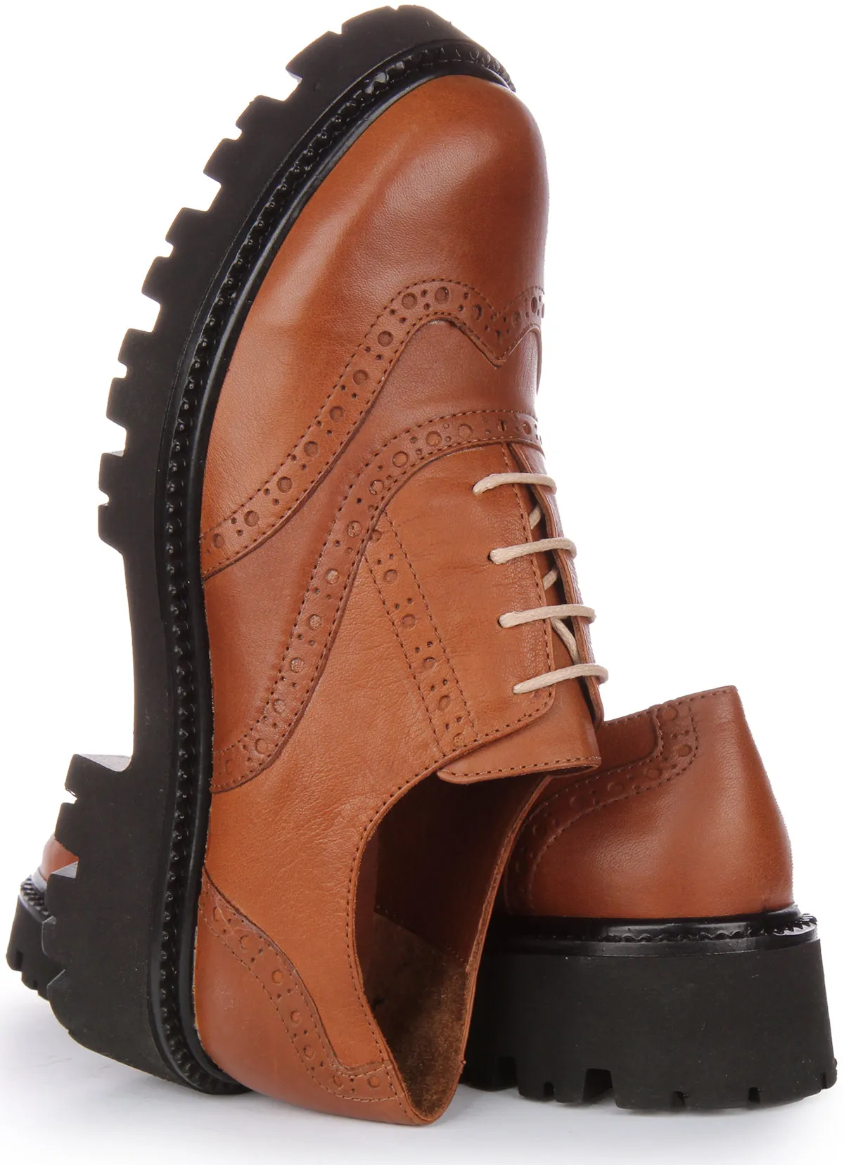 JUSTINREESS Millie Zapatos Oxford de cordones de piel para mujer en negro blanco