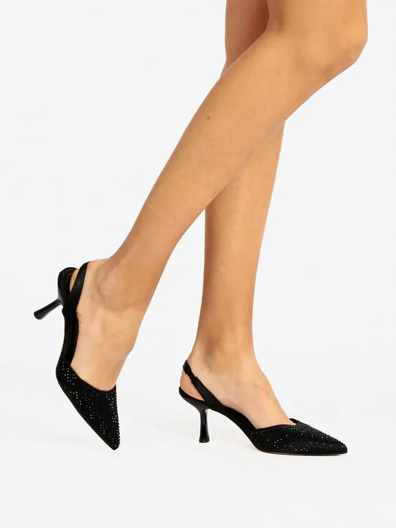 Keys Zapatos de salón de mujer con pedrería en la espalda abierta