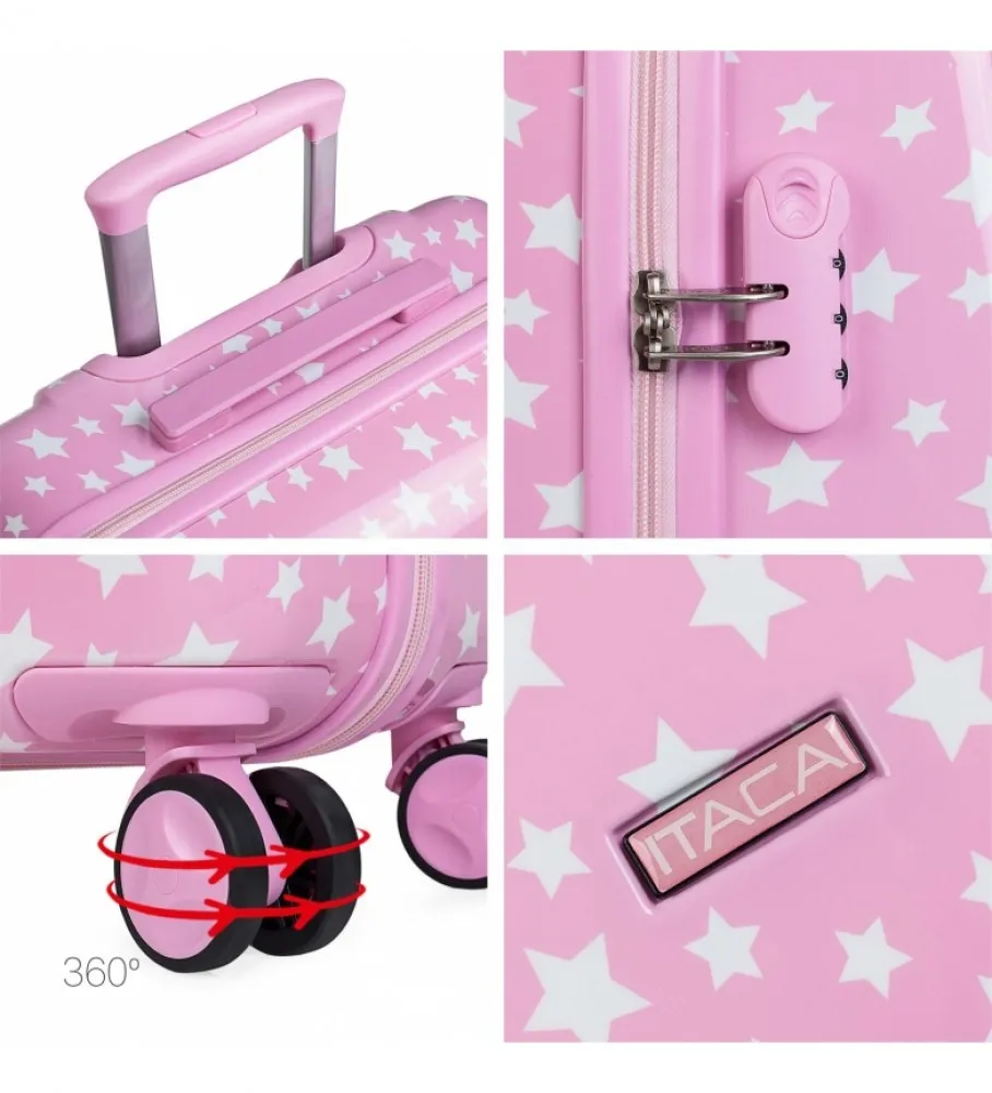 MALETA DE VIAJE JUVENIL INFANTIL NIñA ESTAMPADO ESTRELLAS ROSA 67X45X24CM