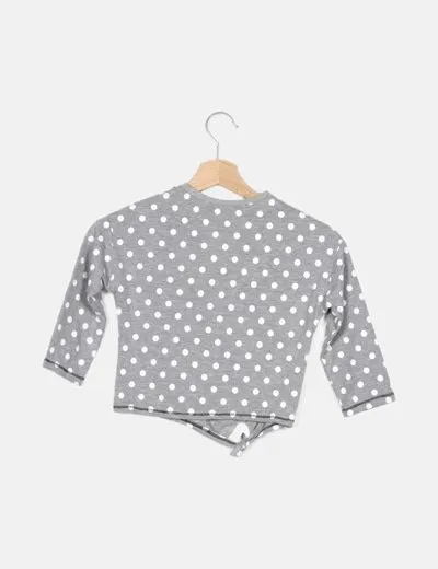 Mango Camiseta gris dots mensaje