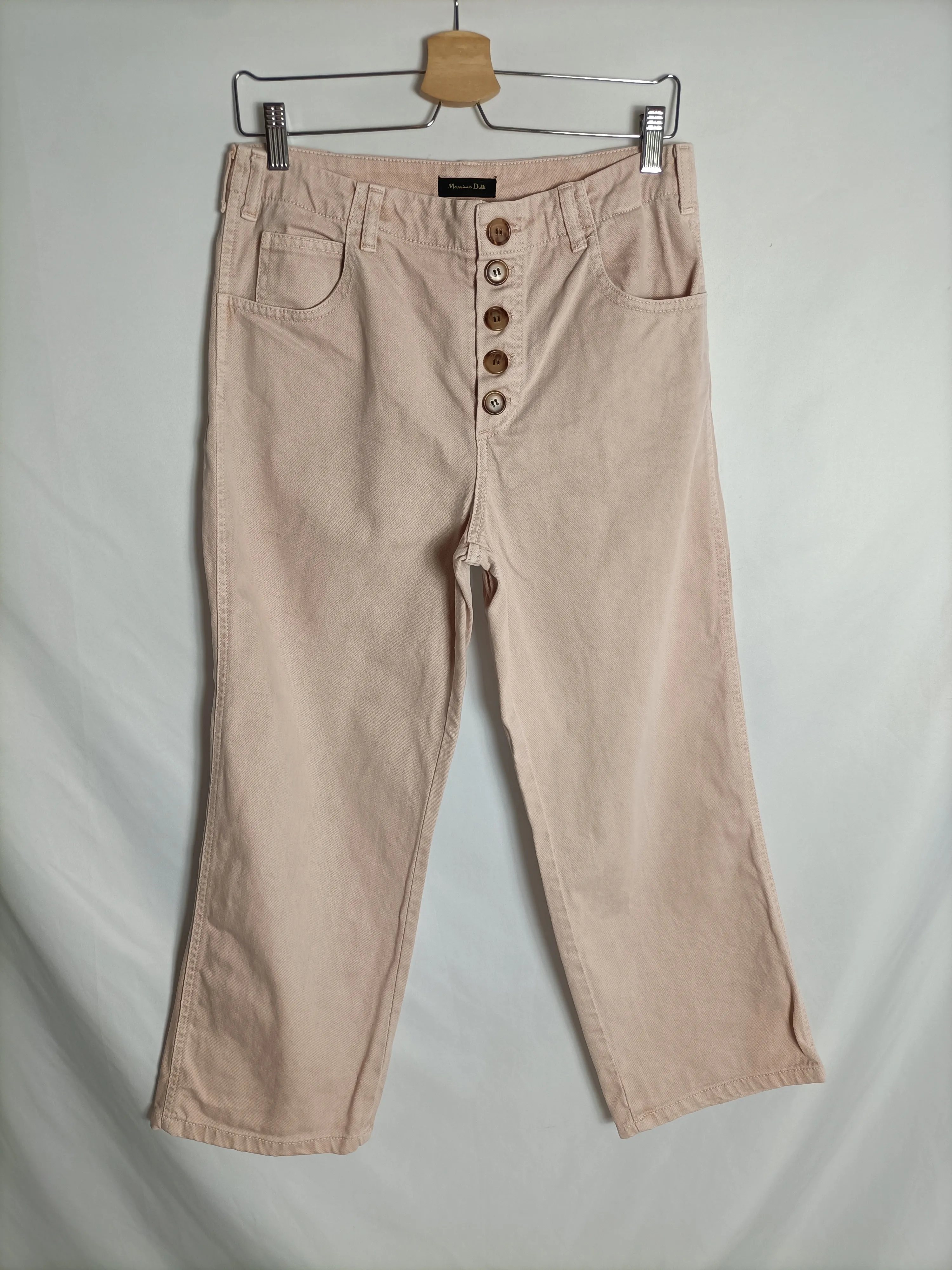 MASSIMO DUTTI. Pantalón rosa culotte T.40