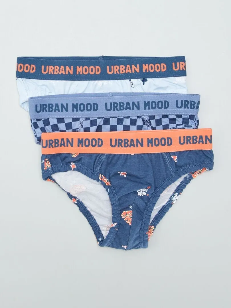 PACK DE 3 SLIPS CON ESTAMPADO  AZUL
