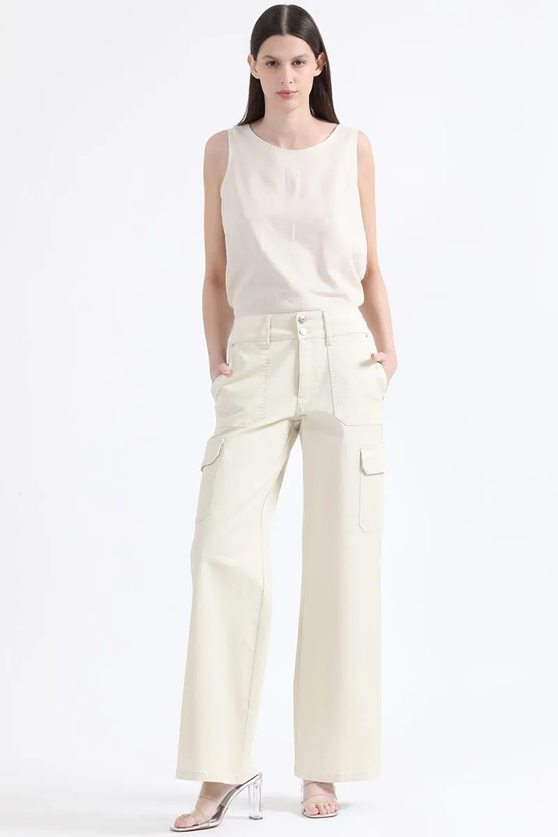 PANTALON STRAIGHT CARGO FIT, TIRO MEDIO, CRUDO