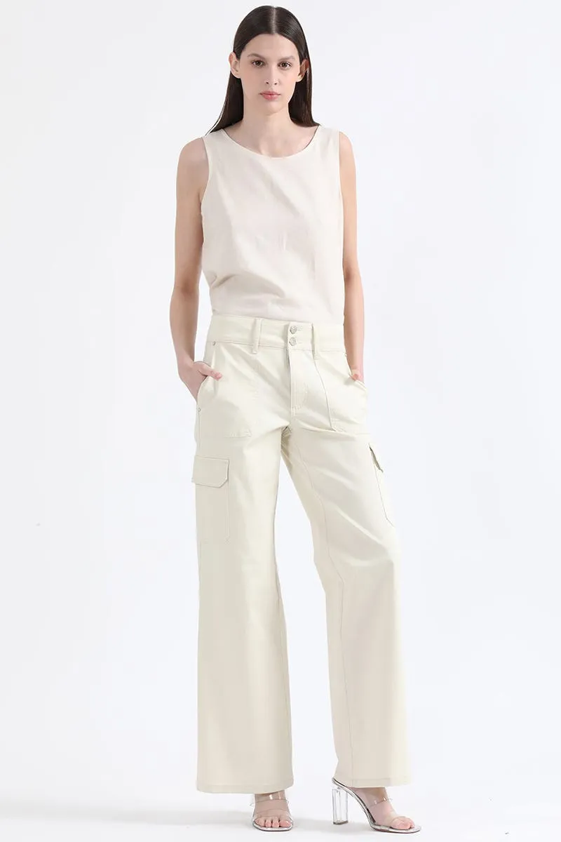 PANTALON STRAIGHT CARGO FIT, TIRO MEDIO, CRUDO