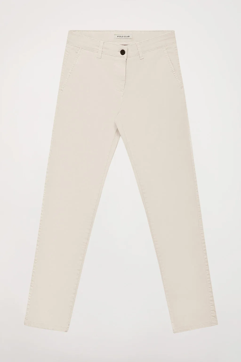 Pantalón chino Slim fit ecru con detalle Polo Club