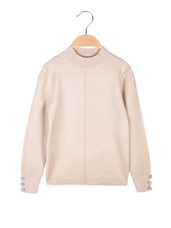 Pink Baby Jersey de punto para niña con cuello alto