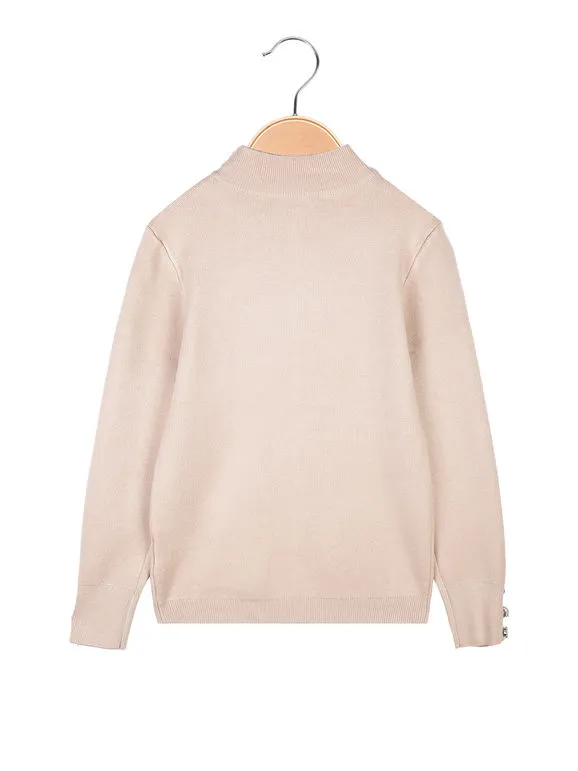 Pink Baby Jersey de punto para niña con cuello alto