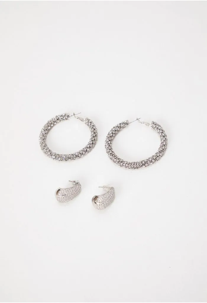 Set aretes brillo unic plata