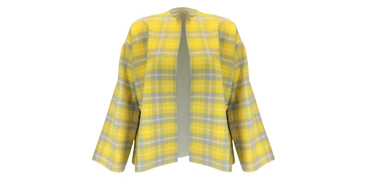 Sofie D'Hoore Amarillo / Chaqueta de lana con frente abierto a cuadros multicolor verde 
