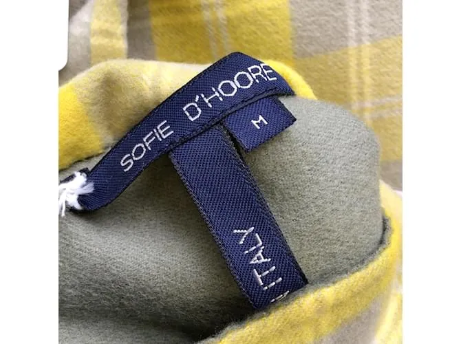 Sofie D'Hoore Amarillo / Chaqueta de lana con frente abierto a cuadros multicolor verde 