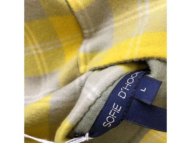 Sofie D'Hoore Amarillo / Chaqueta de lana con frente abierto a cuadros multicolor verde 