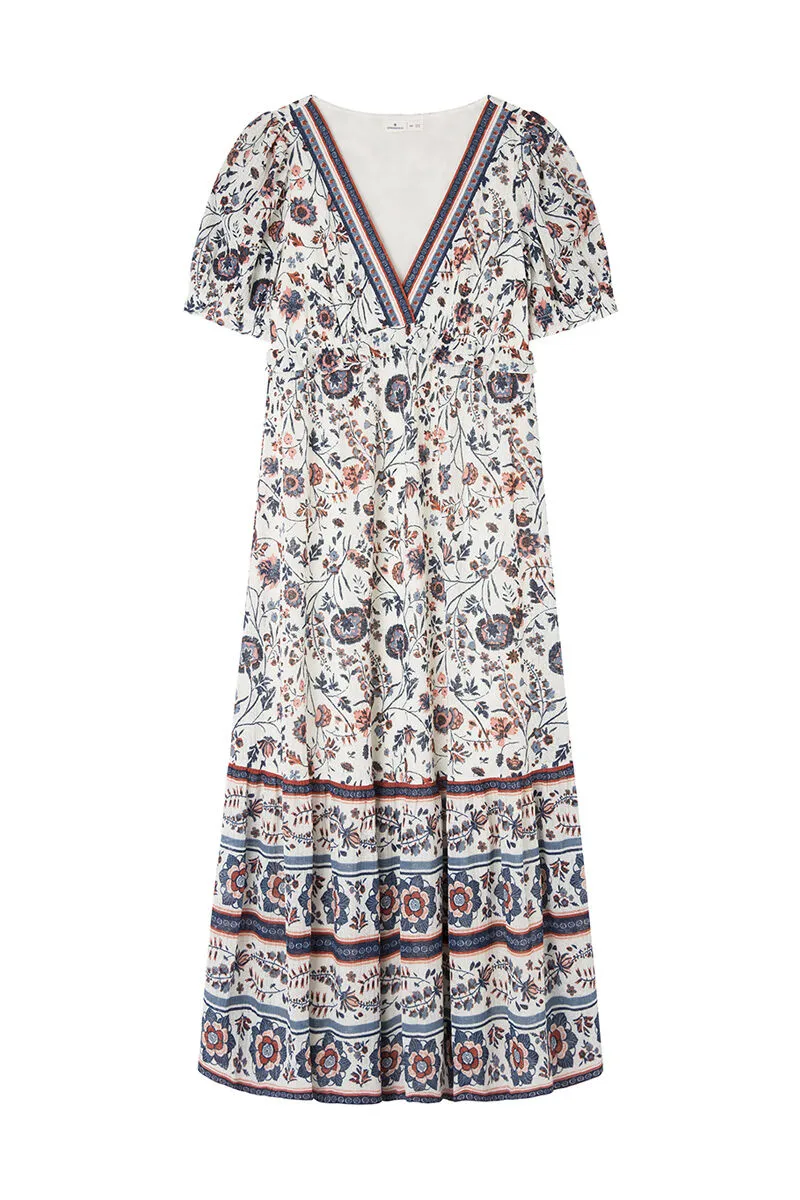Springfield Vestido midi estampado flores cenefas