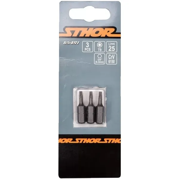 STHOR  65491  JUEGOCABEZAS DE TORNILLO, PERFIL TX9, 3 PIEZAS