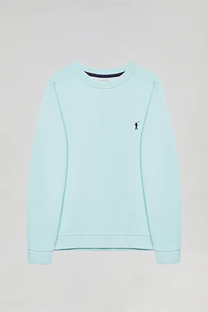 Sudadera básica azul celeste de cuello redondo y logo Rigby Go