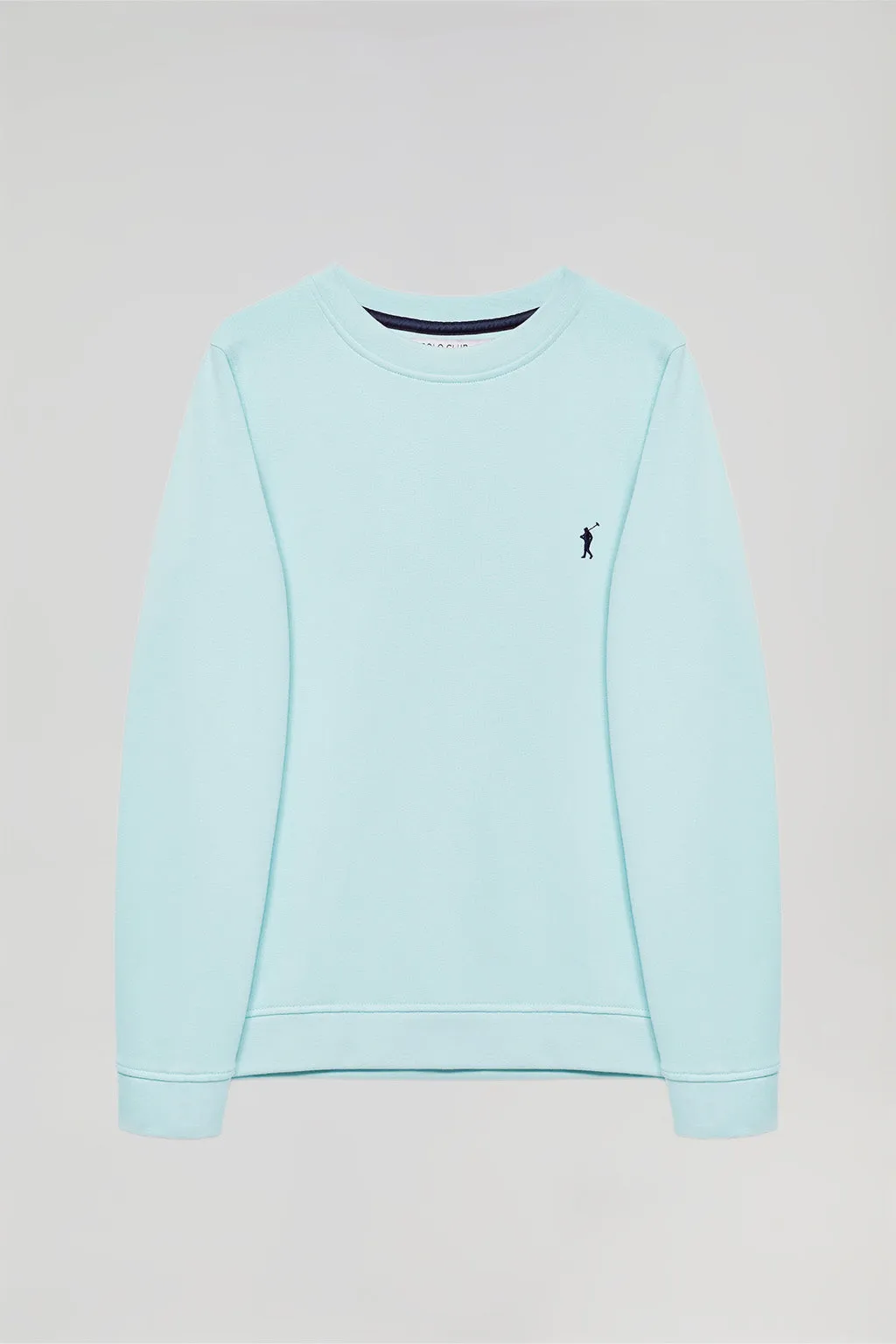Sudadera básica azul celeste de cuello redondo y logo Rigby Go