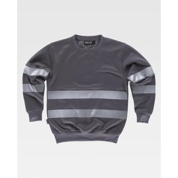 Sudadera clásica de cuello redondo con cintas reflectantes WORKTEAM Combi C9031