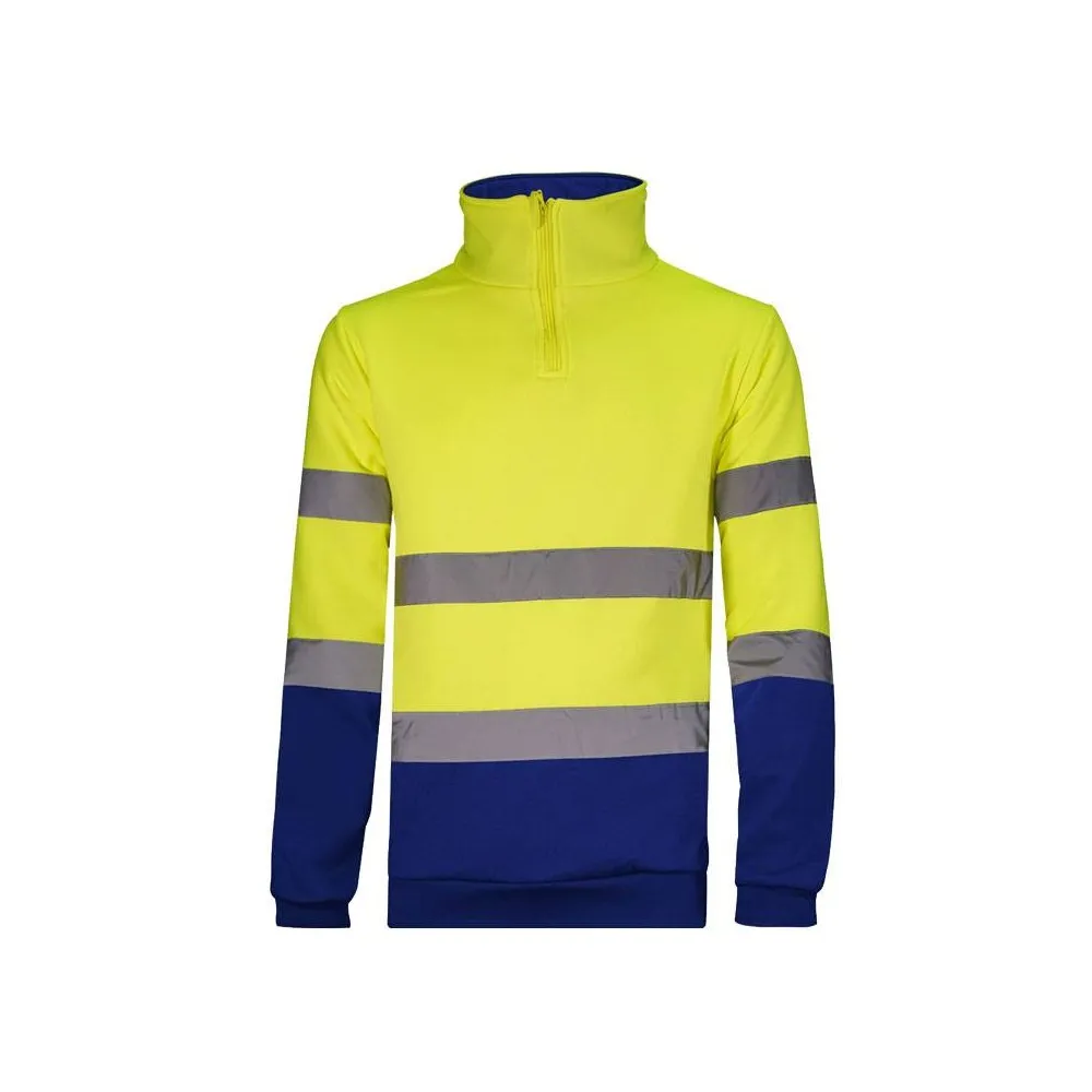 Sudadera media cremallera combinada en alta visibilidad