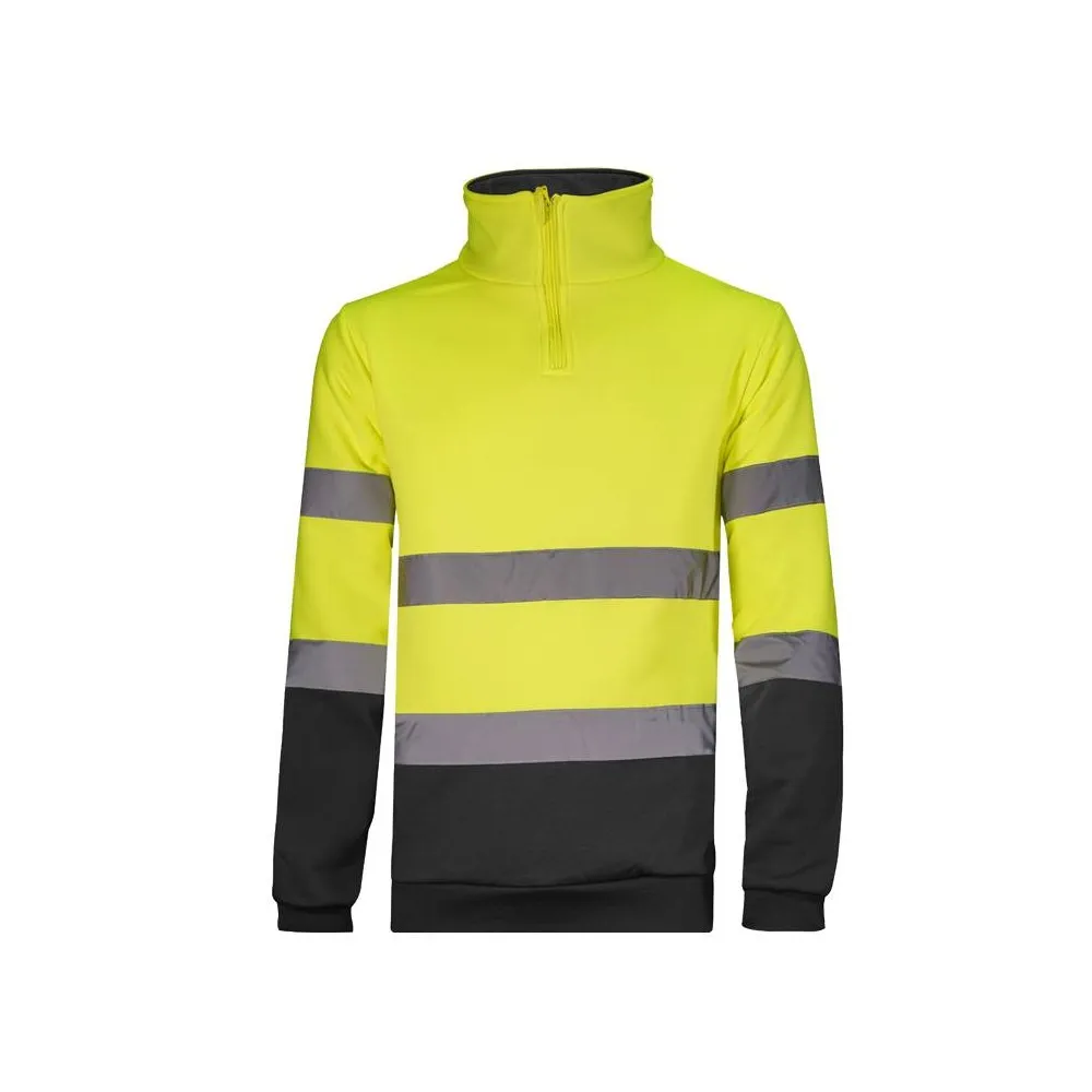 Sudadera media cremallera combinada en alta visibilidad