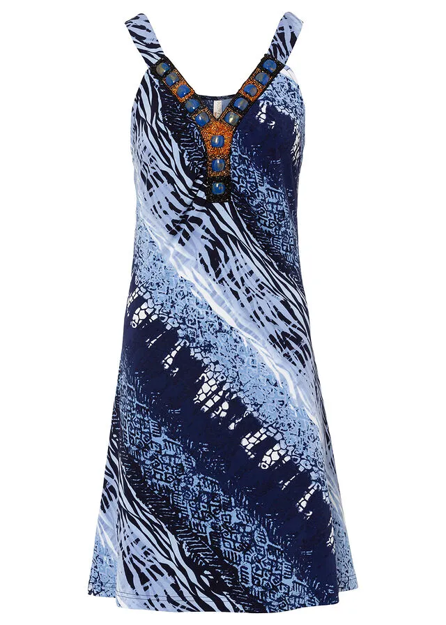 VESTIDO DE VERANO AZULBLANCO ESTAMPADO