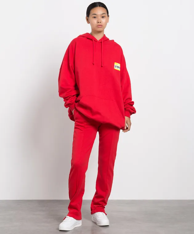 Vetements Red joggers with logo embroidery