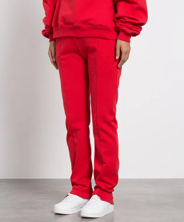 Vetements Red joggers with logo embroidery