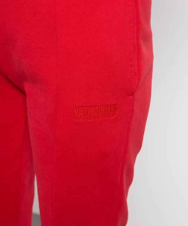 Vetements Red joggers with logo embroidery
