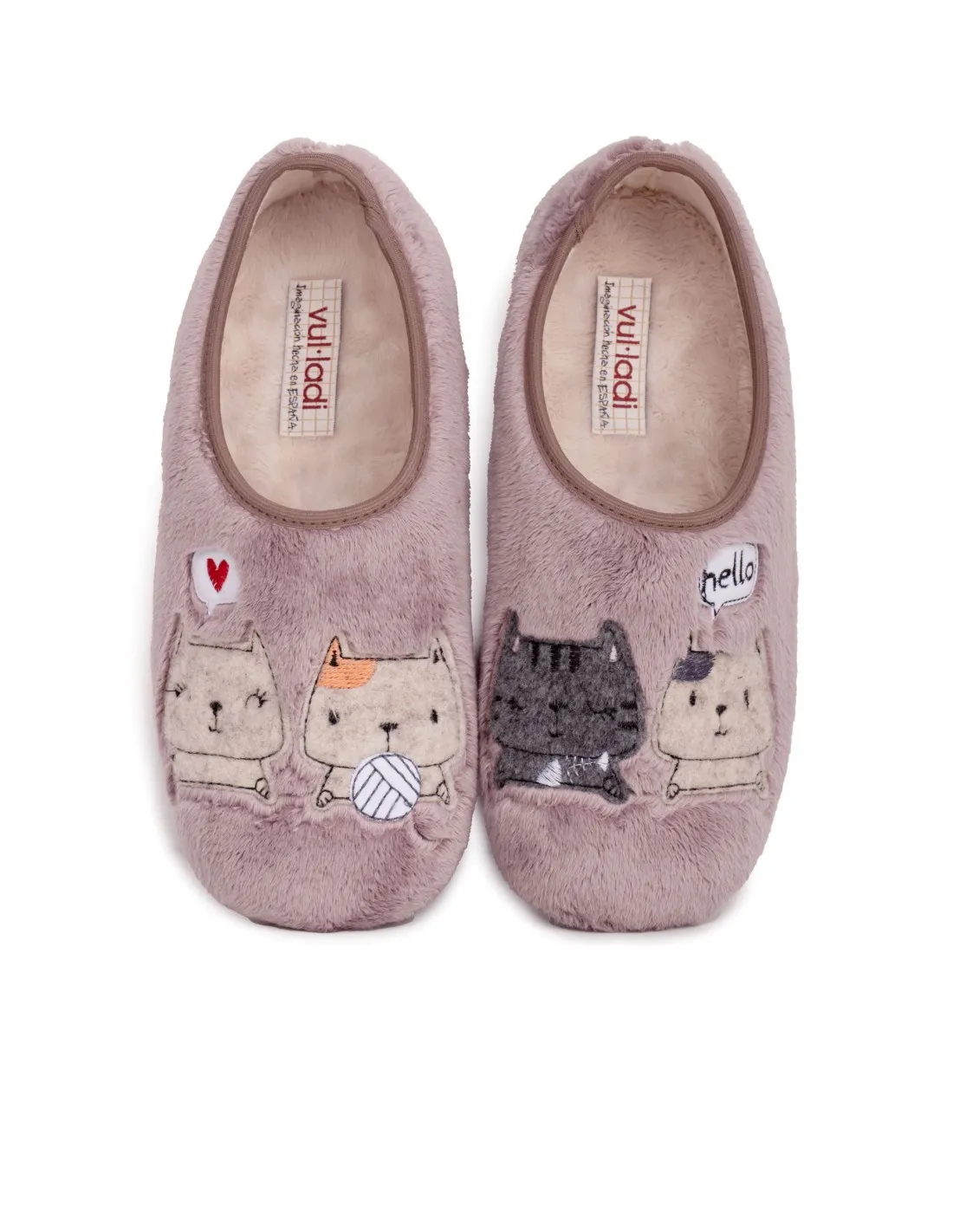 VULLADI Zapatillas Casa Cerradas Gatos Lila