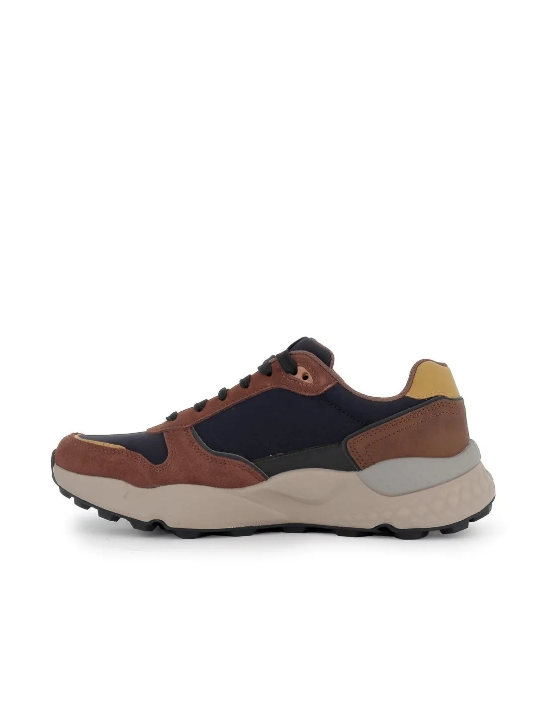 Zapatillas casuales piel y nylon combinación marrón hombre Skechers