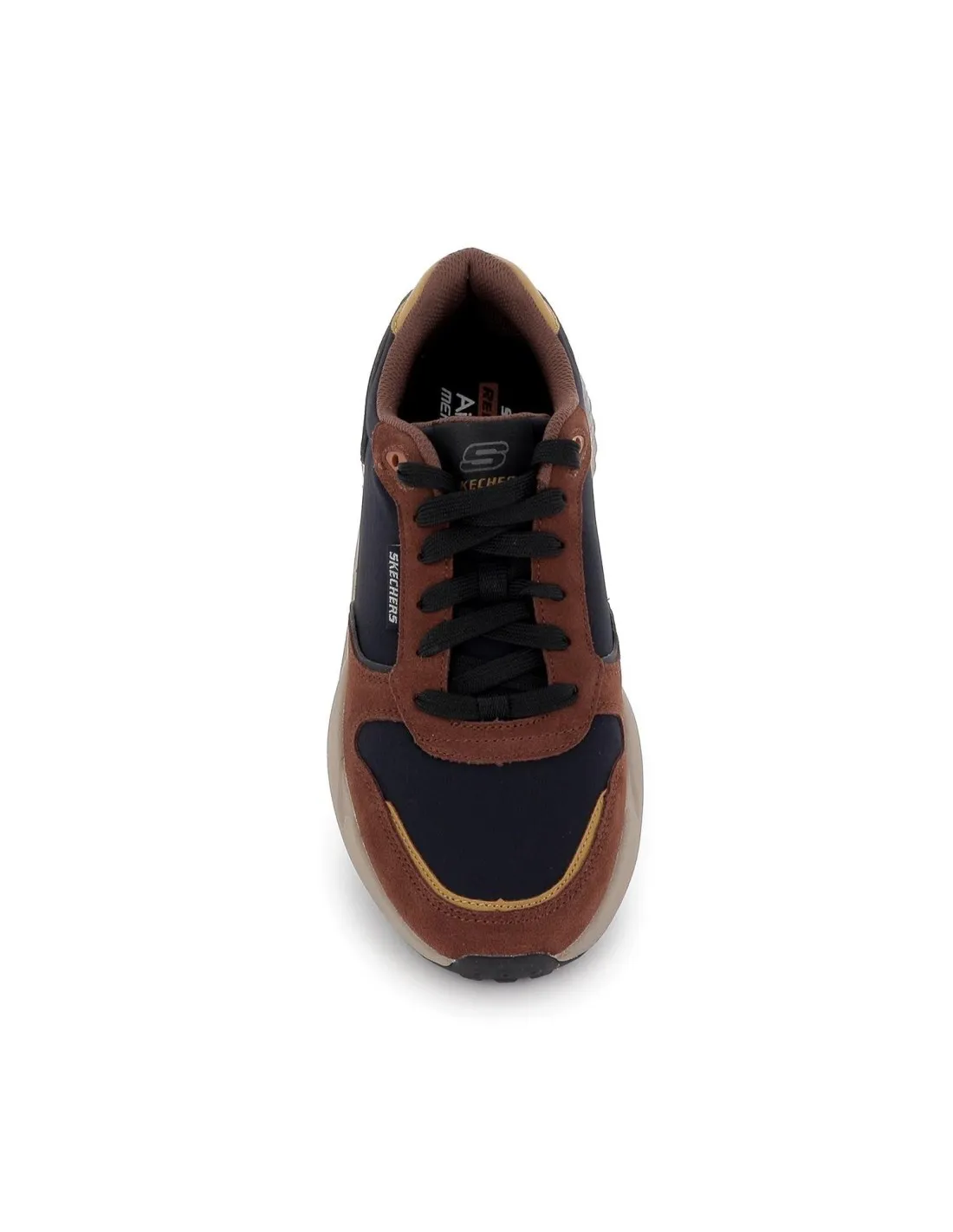 Zapatillas casuales piel y nylon combinación marrón hombre Skechers